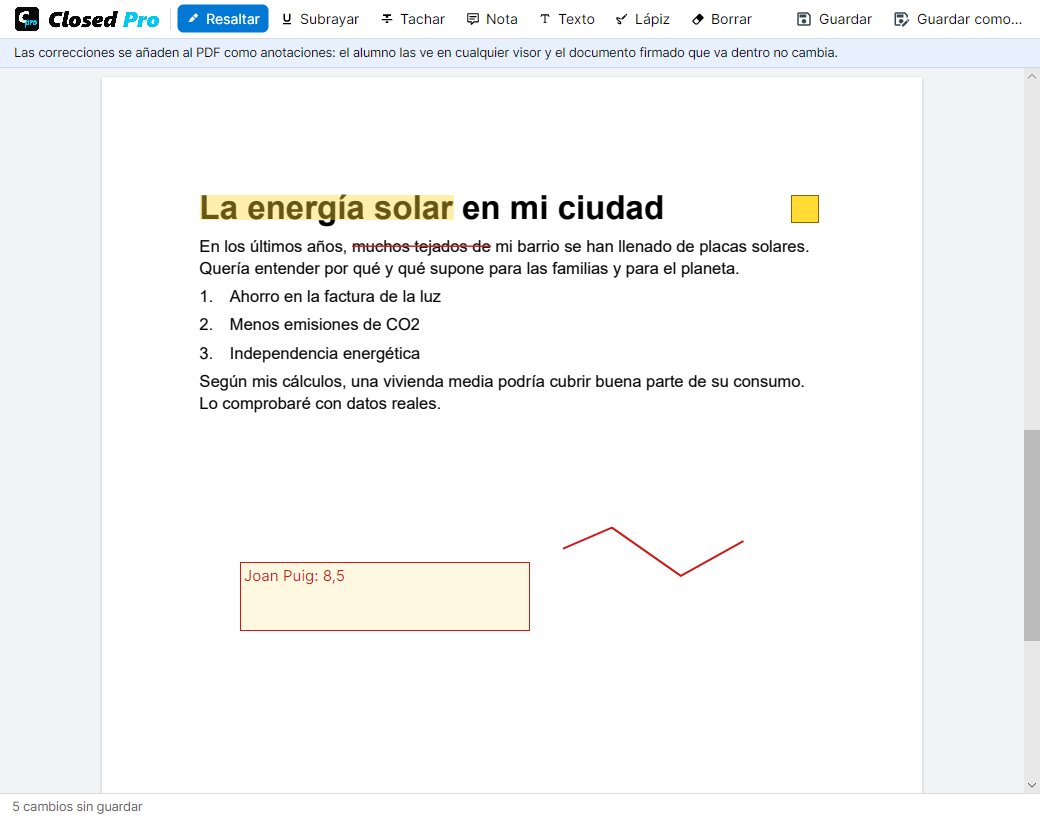 Corregir un PDF de entrega