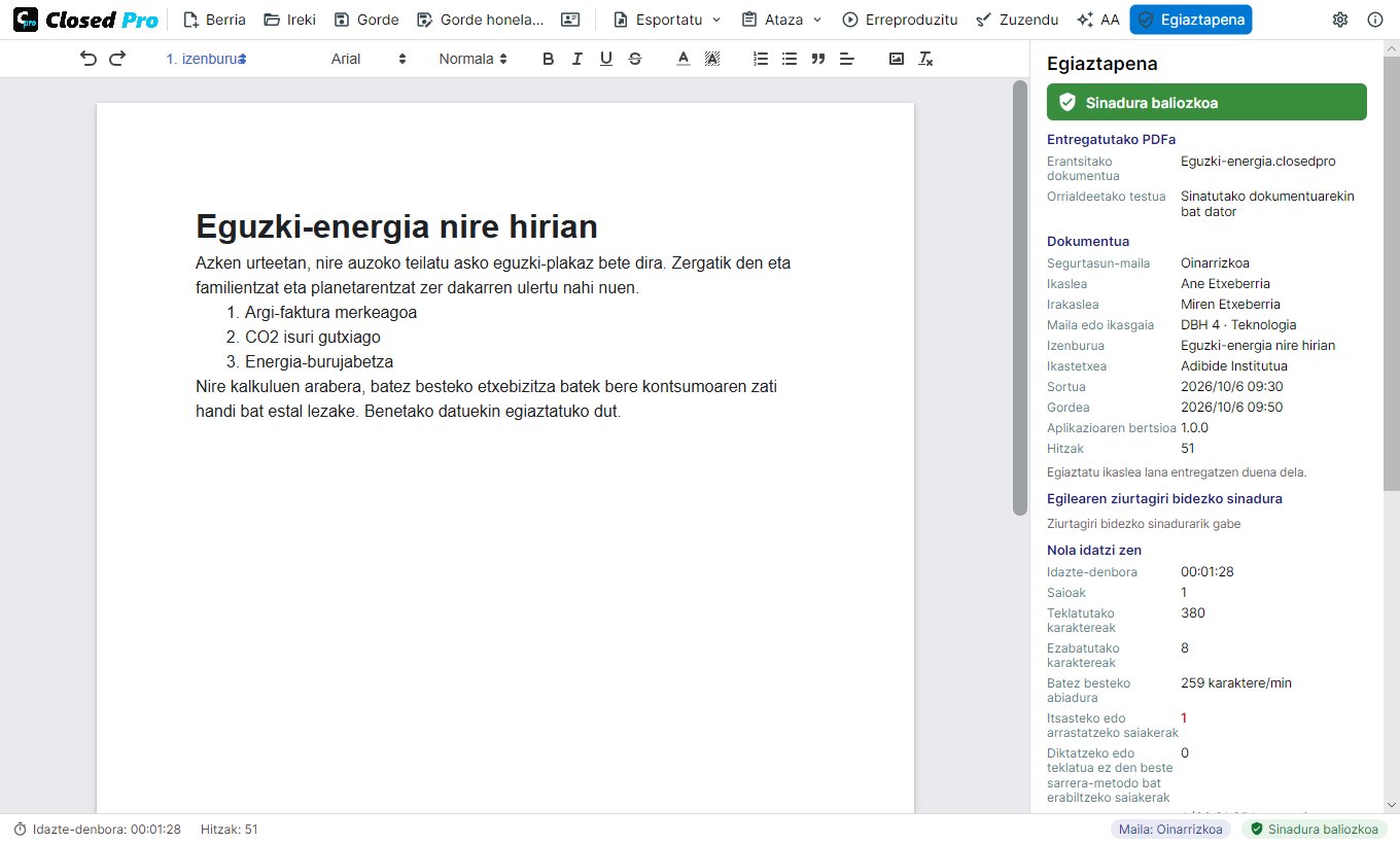 Entregatzeko PDF bat egiaztatzea