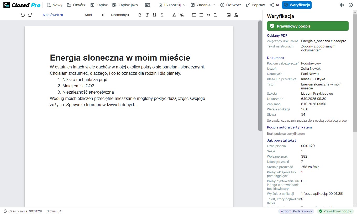Weryfikacja oddanego PDF