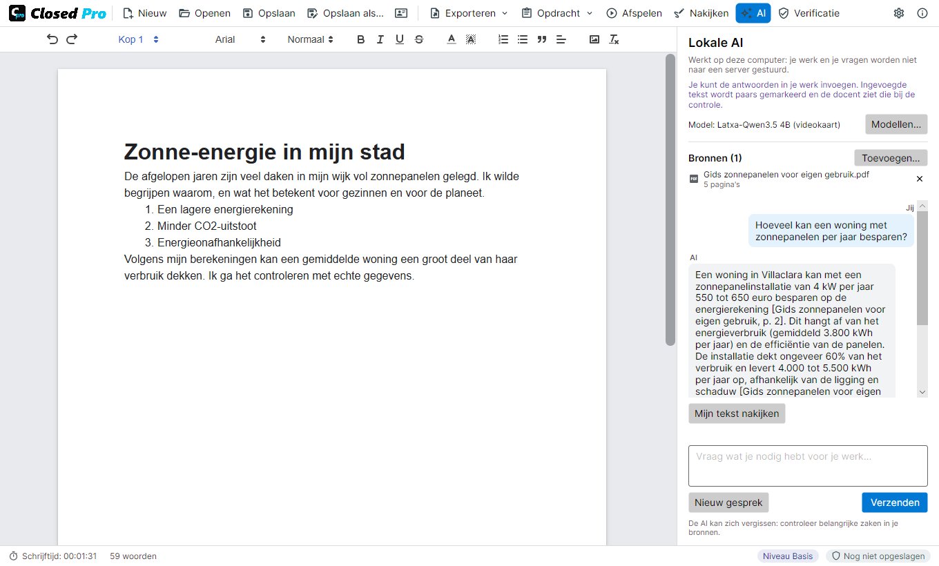 Closed Pro met het AI-paneel