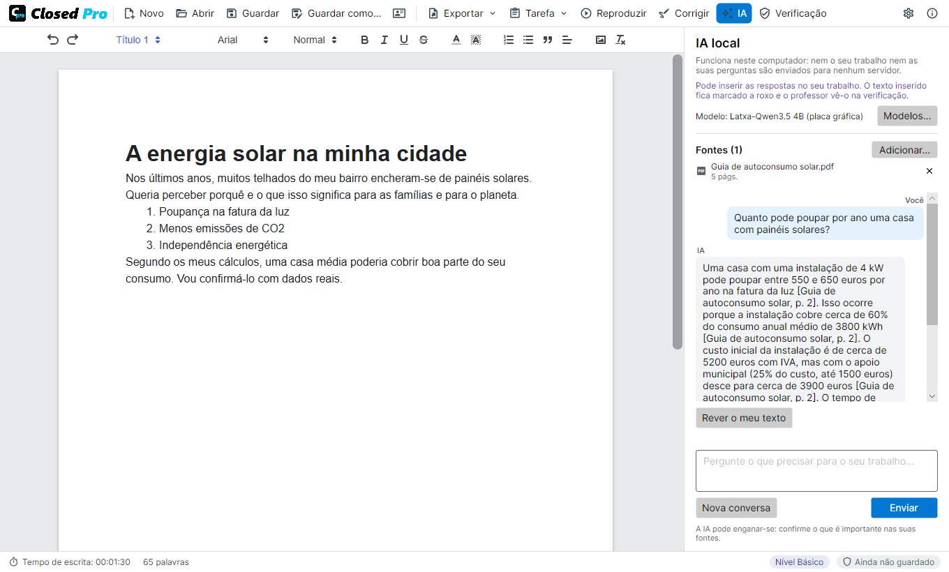 O Closed Pro com o painel da IA
