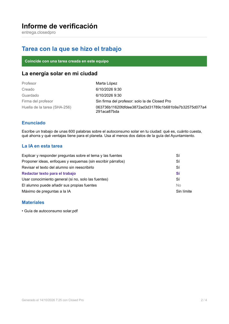 Informe de verificación con la conversación con la IA
