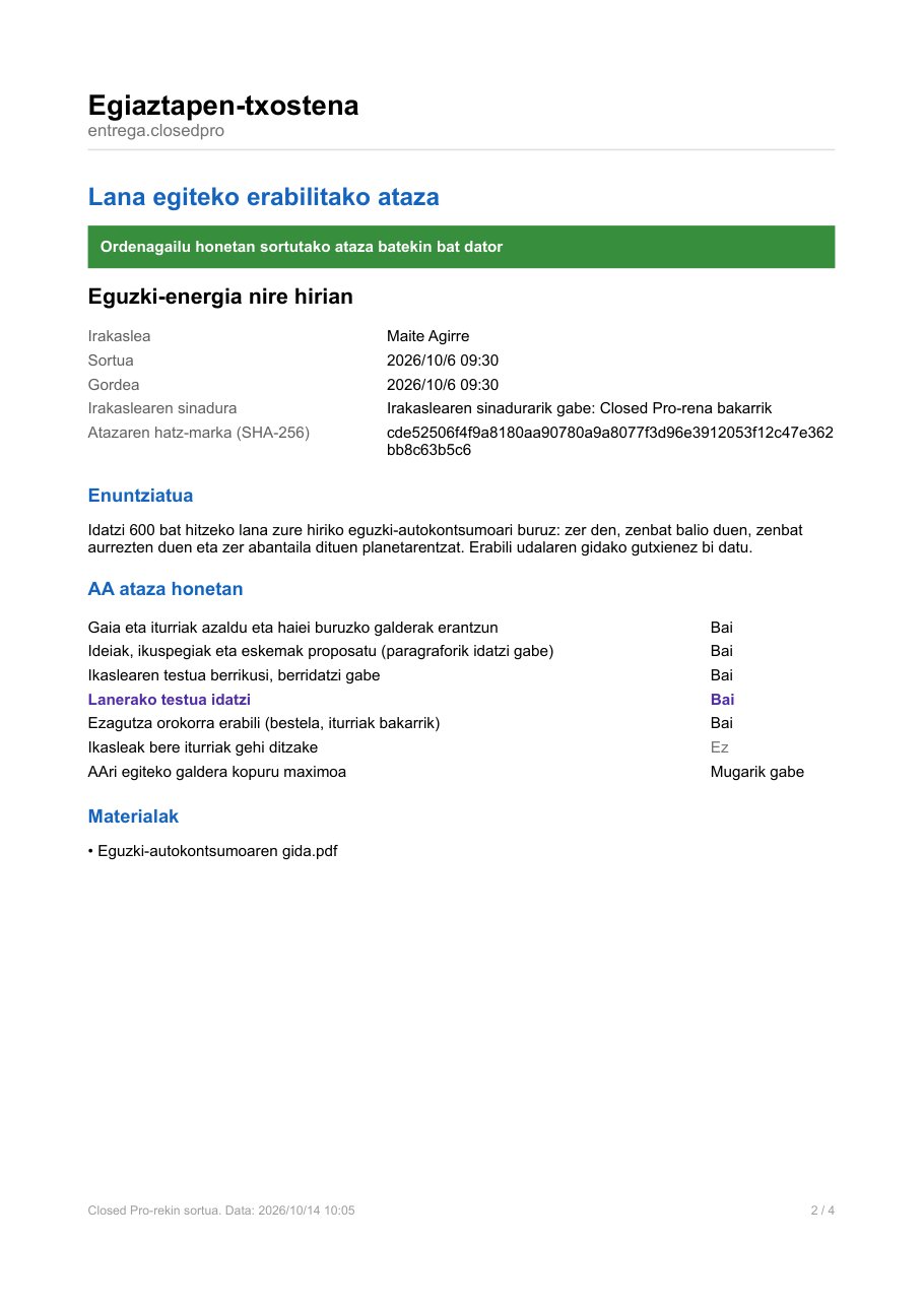 Egiaztapen-txostena, AArekin izandako elkarrizketarekin