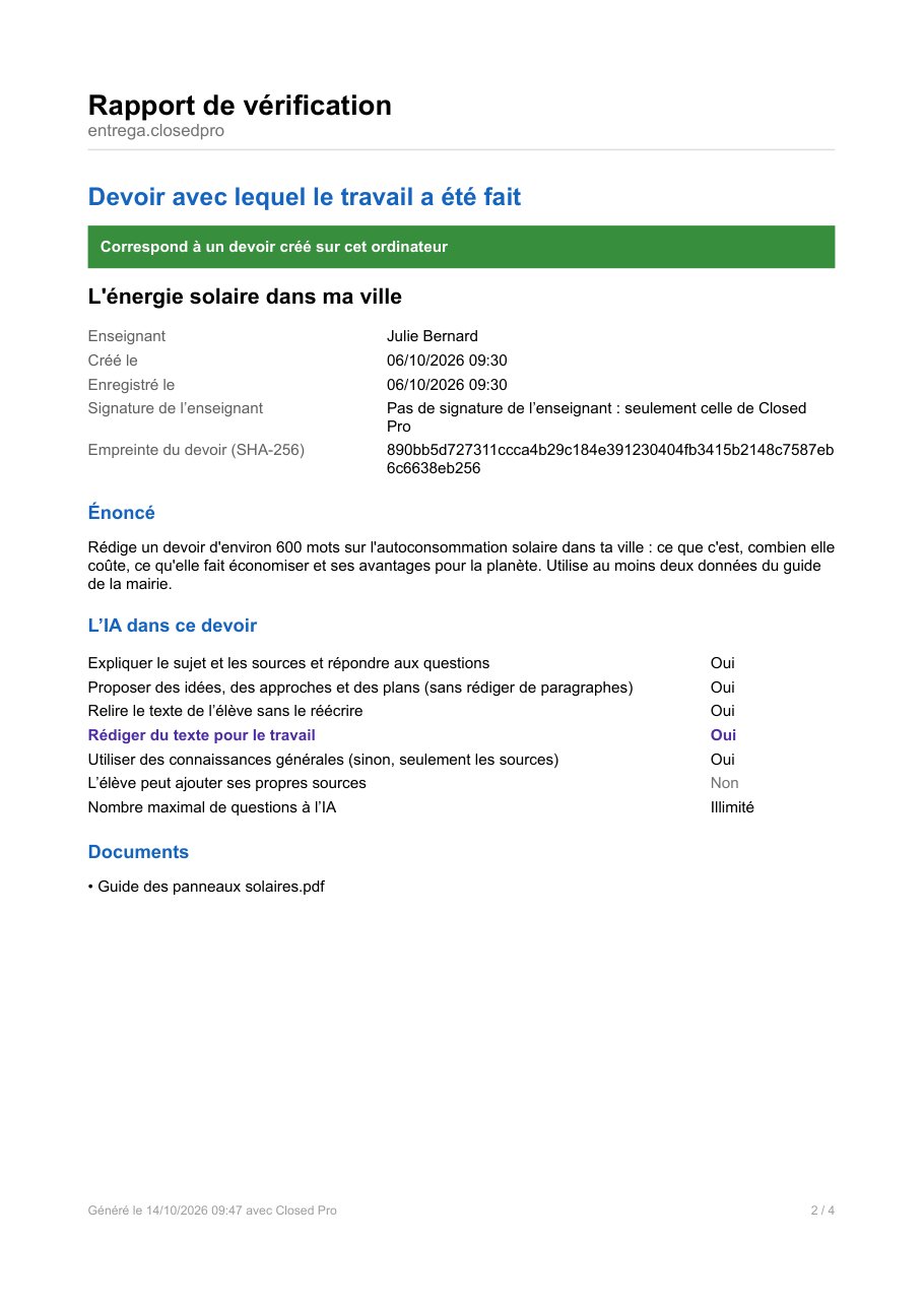 Rapport de vérification avec la conversation avec l’IA