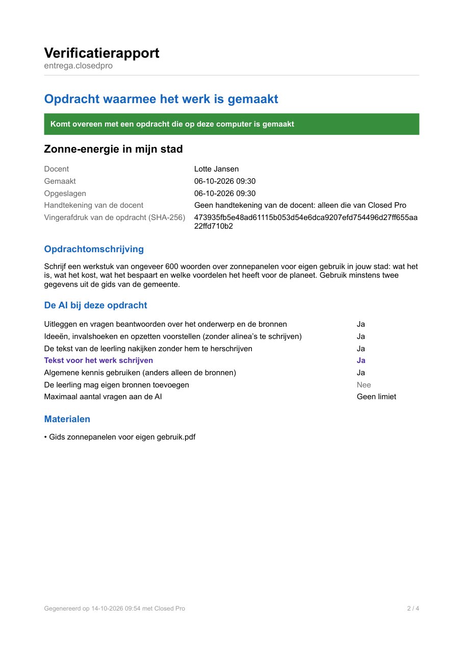 Verificatierapport met het AI-gesprek