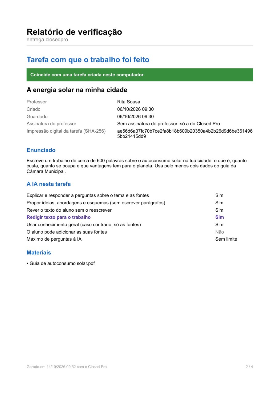 Relatório de verificação com a conversa com a IA