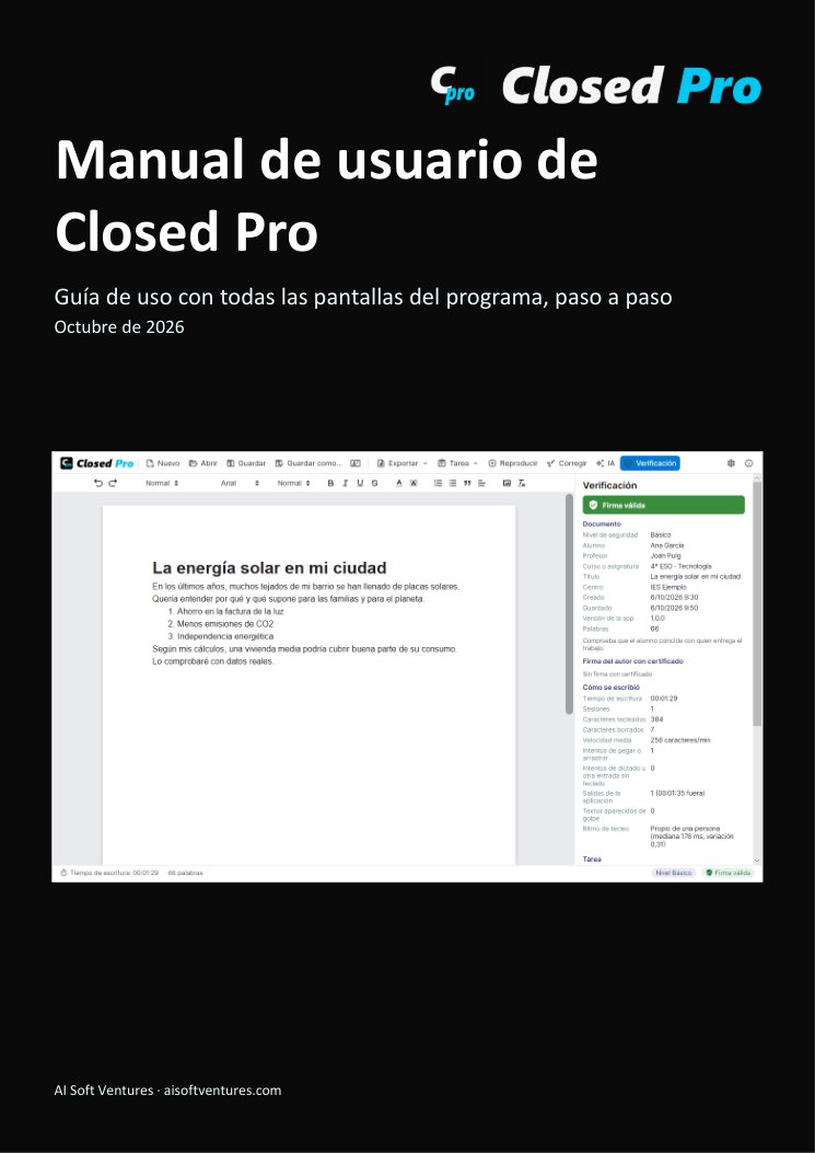 Portada del manual de Closed Pro