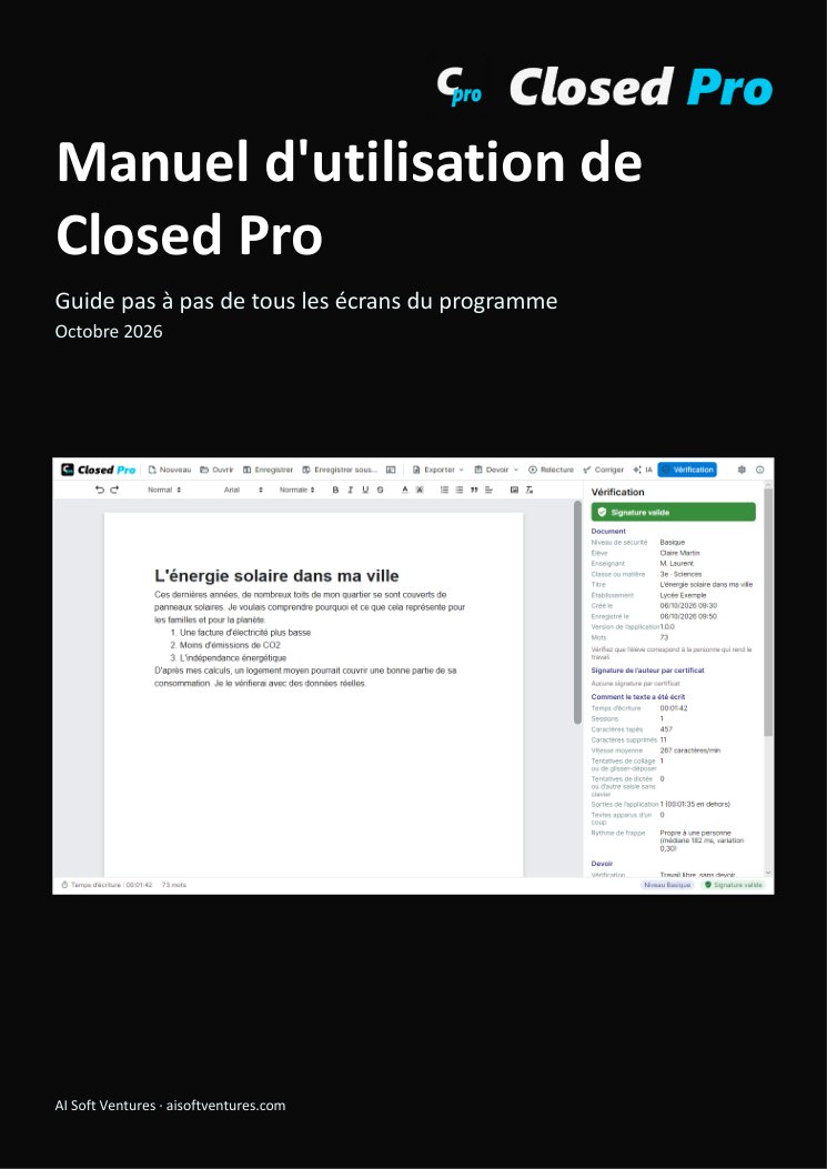 Couverture du manuel de Closed Pro