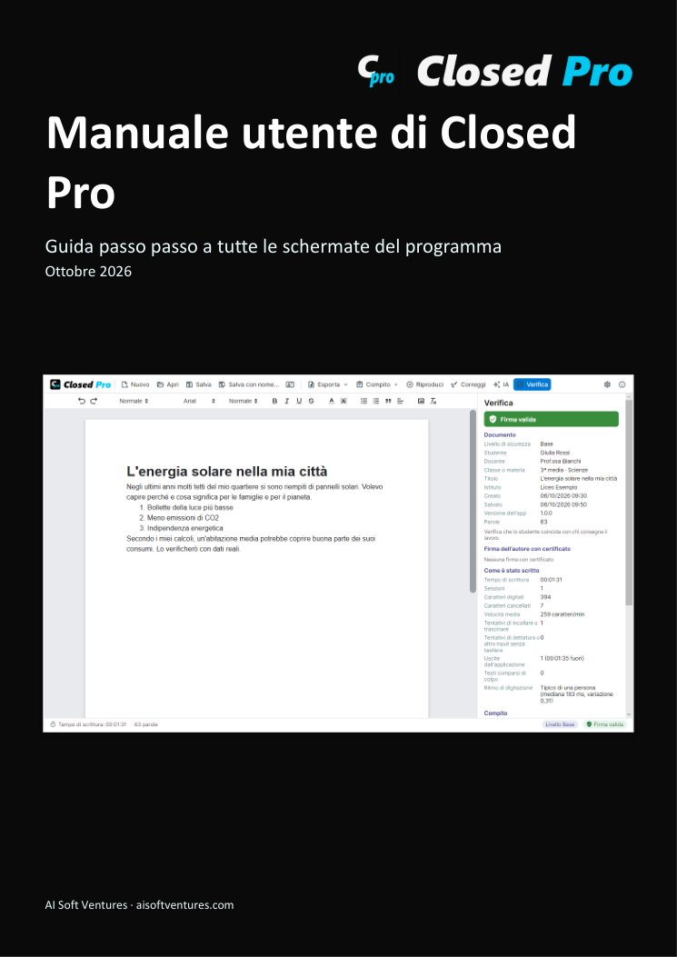Copertina del manuale di Closed Pro