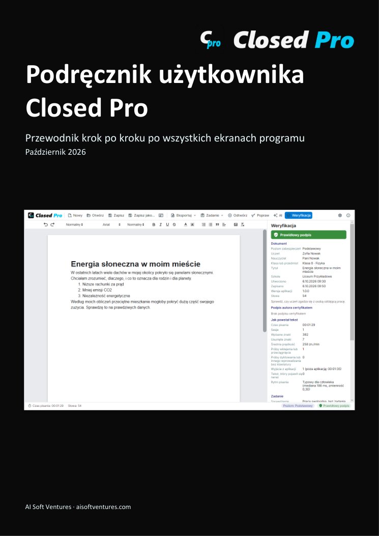 Okładka instrukcji Closed Pro