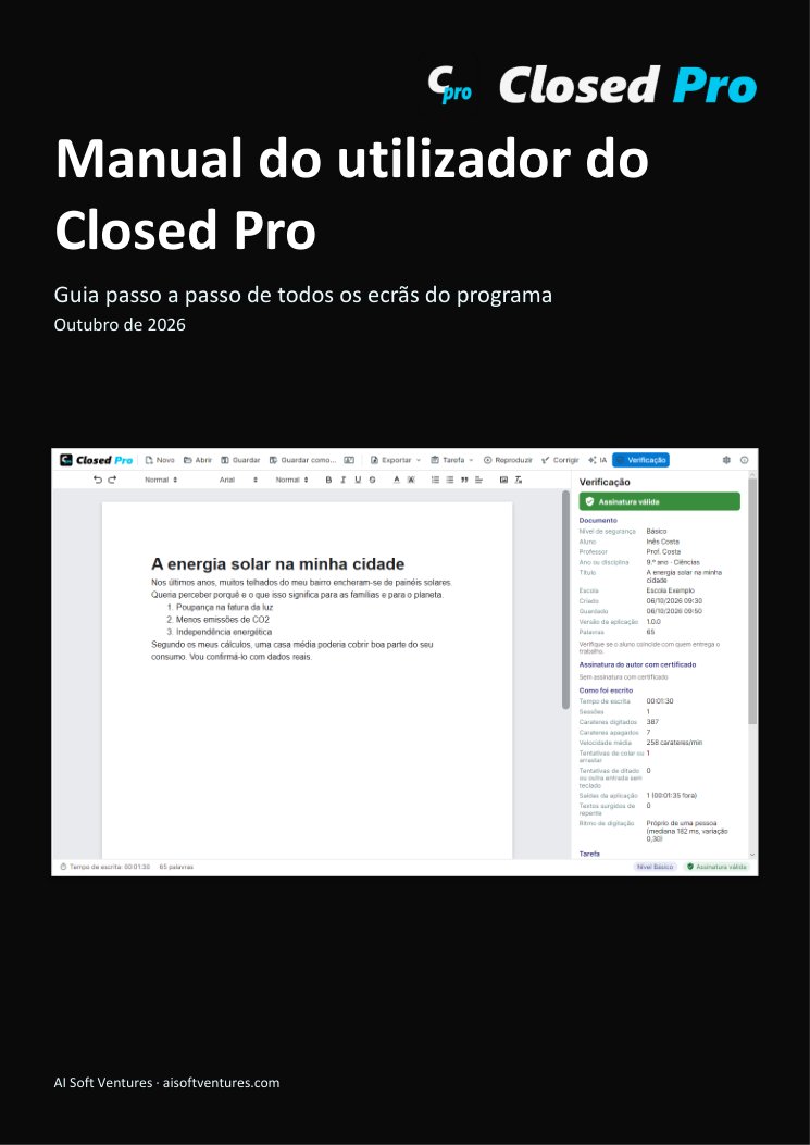 Capa do manual do Closed Pro