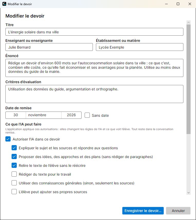 Éditeur de devoirs